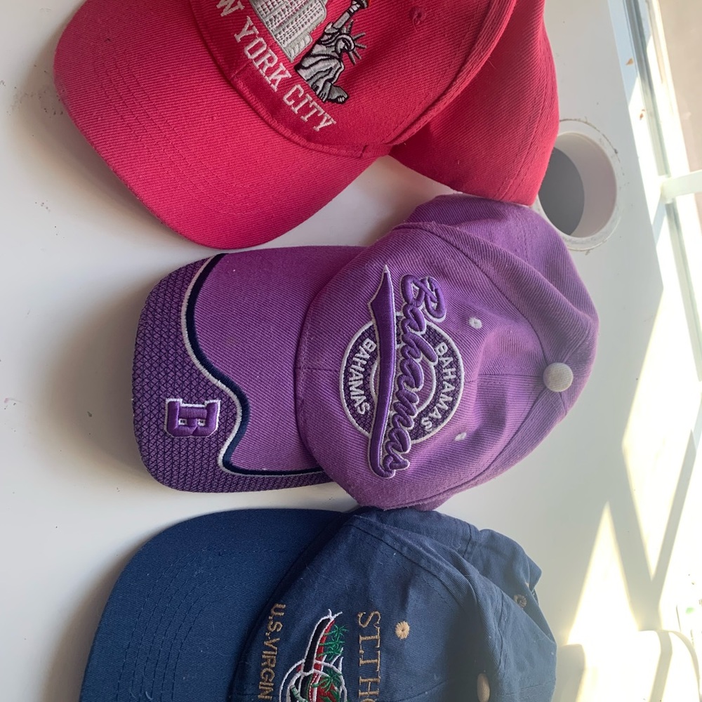 3 baseball cap set: new york, bahamas, virgin islands